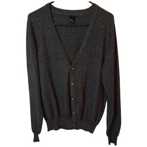 H& M women's button-down sweater ribbed waist size large